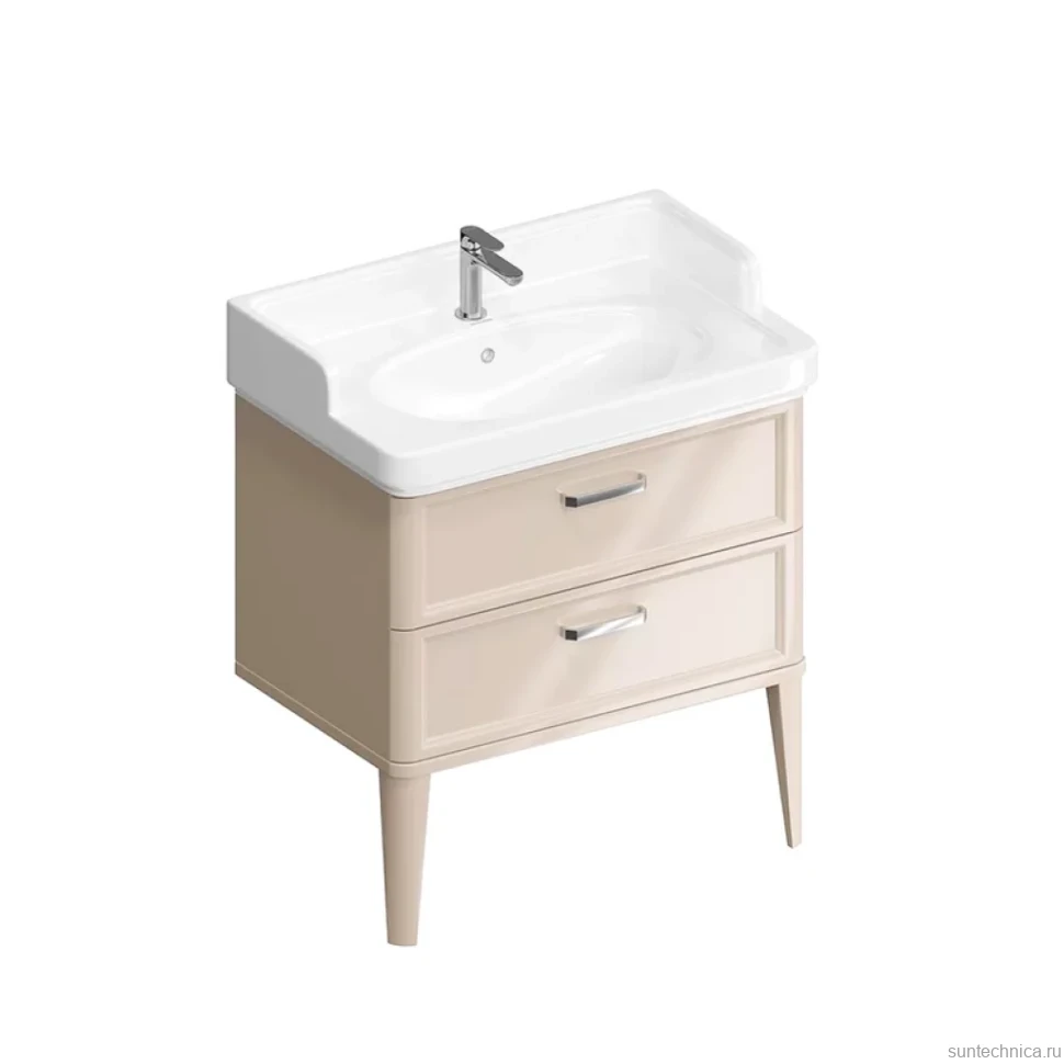 Тумба с раковиной KERAMA MARAZZI Pompei 80 напольная, с 2 ящиками, камео бежевый глянцевый