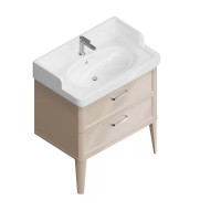 Тумба с раковиной KERAMA MARAZZI Pompei 80 напольная, с 2 ящиками, камео бежевый глянцевый