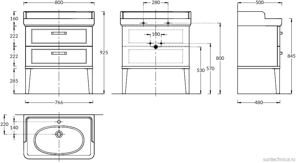 Тумба с раковиной KERAMA MARAZZI Pompei 80 напольная, с 2 ящиками, камео бежевый глянцевый