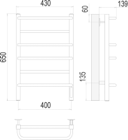 Полотенцесушитель электрический Terminus Евромикс П6 400x650 квадро