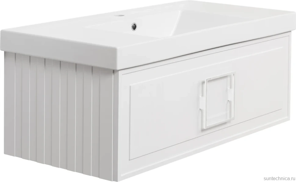 Мебель для ванной комнаты La Fenice Cubo 100 белая, ручка белая