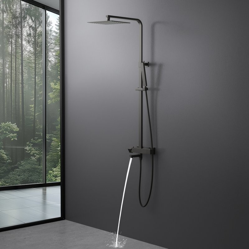 Душевая стойка Timo Tetra-Thermo SX-0169/18 с термостатом, черное золото