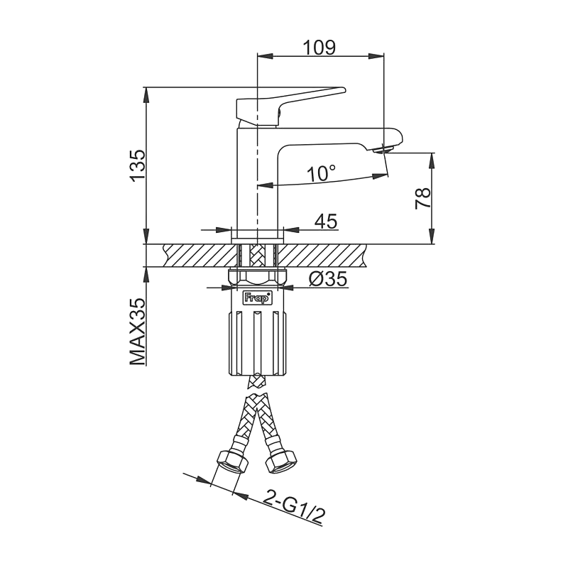 Смеситель для раковины Frap H84-6 F1084-6 черный
