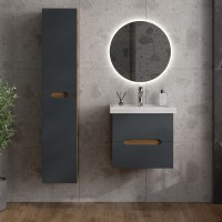 Мебель для ванной комнаты Onika Айленд 50 подвесная, графит, дуб крафт золотой