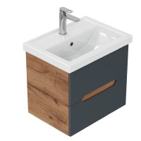 Мебель для ванной комнаты Onika Айленд 50 подвесная, графит, дуб крафт золотой