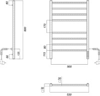 Полотенцесушитель электрический Domoterm Квадро DMT П8 50x80, черный, R