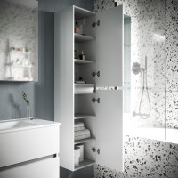 Шкаф пенал для ванной Sancos Urban 35 см белый глянец