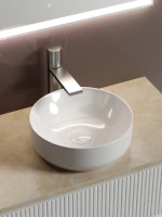 Тумба с раковиной Sancos Snob T 80 см, bianco, столешница бежевая, раковина CN6005