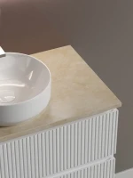 Тумба с раковиной Sancos Snob T 80 см, bianco, столешница бежевая, раковина CN6005