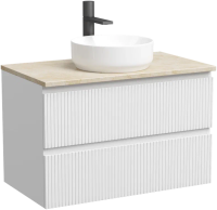 Тумба с раковиной Sancos Snob T 80 см, bianco, столешница бежевая, раковина CN6005