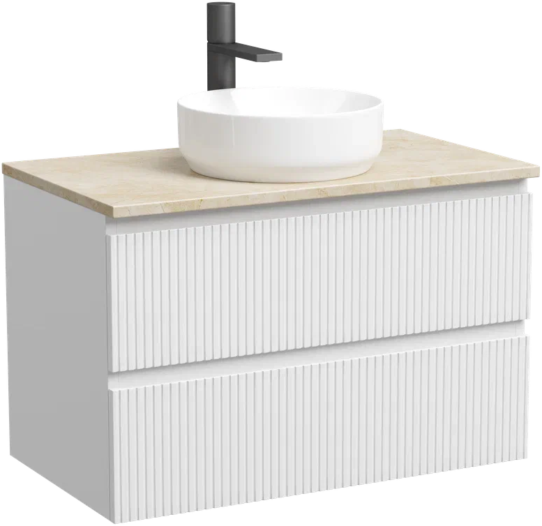 Тумба с раковиной Sancos Snob T 80 см, bianco, столешница бежевая, раковина CN6005