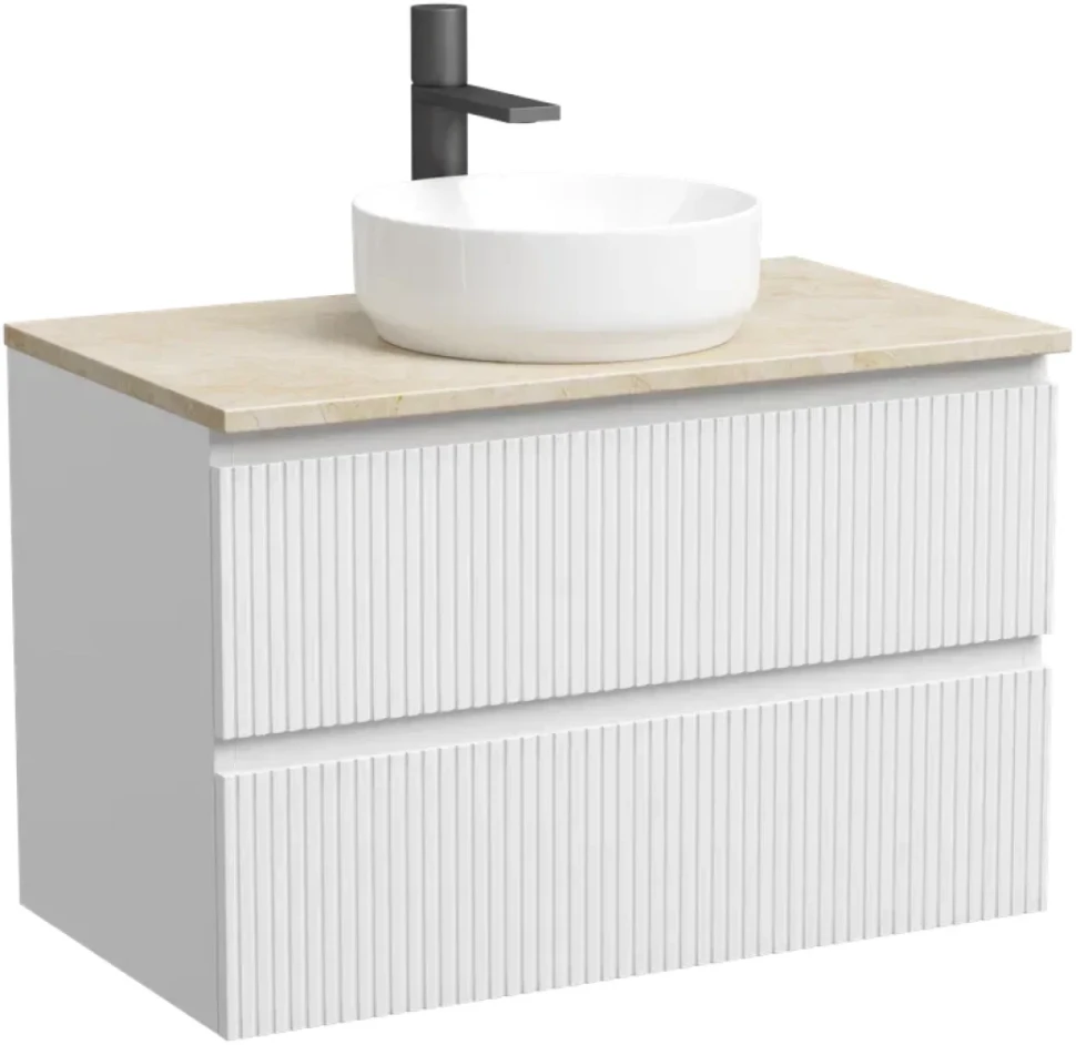 Тумба с раковиной Sancos Snob T 80 см, bianco, столешница бежевая, раковина CN6005