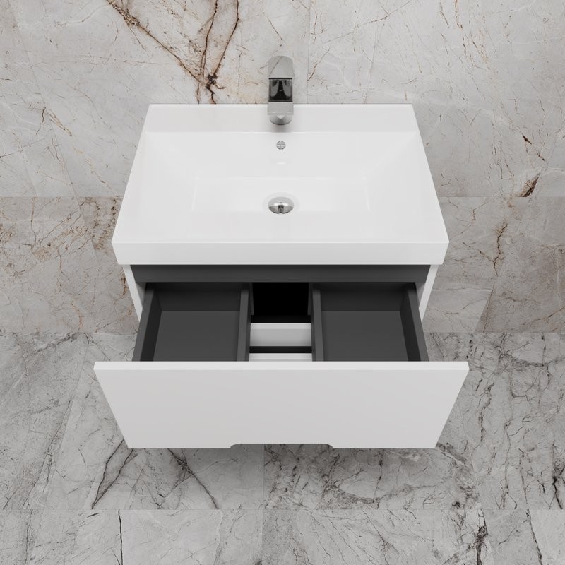 Тумба с раковиной Style Line Матис 60 подвесная, белая матовая