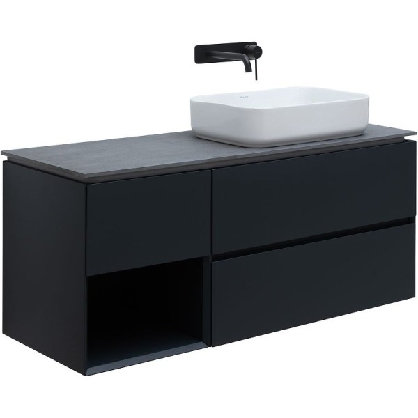 Тумба с раковиной Allen Brau Infinity 120 R подвесная, антрацит матовый, столешница графит структ