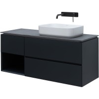 Тумба с раковиной Allen Brau Infinity 120 R подвесная, антрацит матовый, столешница графит структ