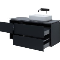 Тумба с раковиной Allen Brau Infinity 120 R подвесная, антрацит матовый, столешница графит структ