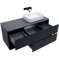 Тумба с раковиной Allen Brau Infinity 120 R подвесная, антрацит матовый, столешница графит структ