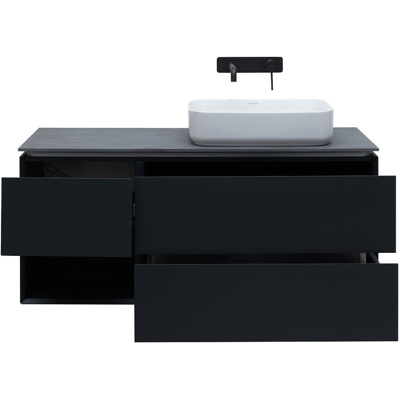 Тумба с раковиной Allen Brau Infinity 120 R подвесная, антрацит матовый, столешница графит структ