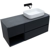Тумба с раковиной Allen Brau Infinity 120 R подвесная, антрацит матовый, столешница графит структ