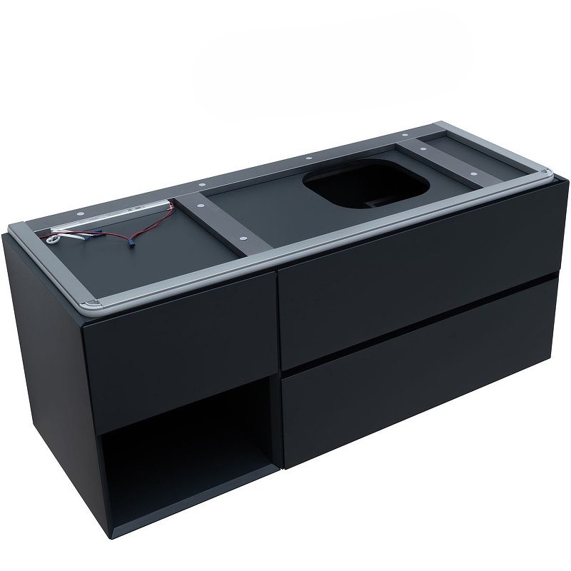 Тумба с раковиной Allen Brau Infinity 120 R подвесная, антрацит матовый, столешница графит структ