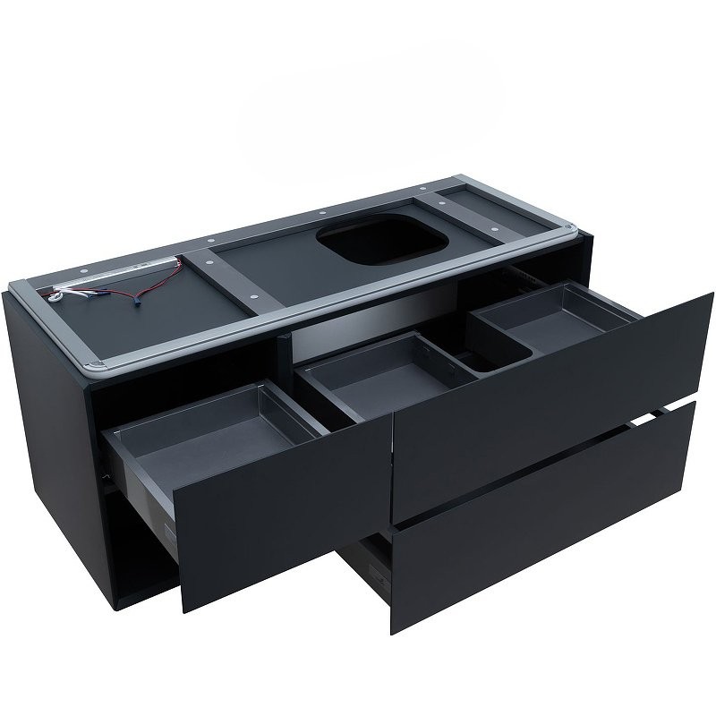 Тумба с раковиной Allen Brau Infinity 120 R подвесная, антрацит матовый, столешница графит структ