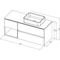 Тумба с раковиной Allen Brau Infinity 120 R подвесная, антрацит матовый, столешница графит структ