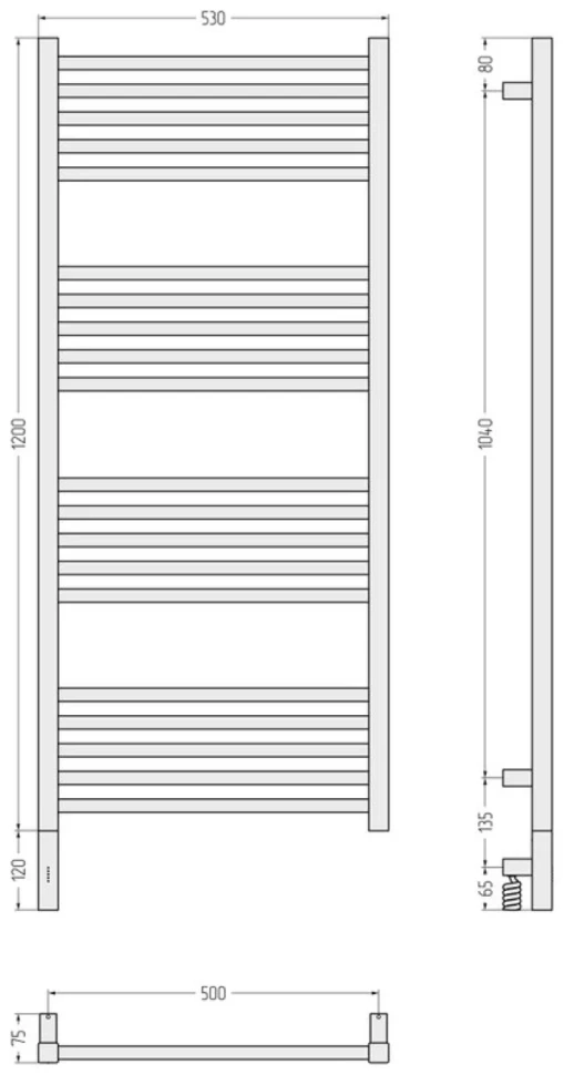 Полотенцесушитель электрический Сунержа Модус 3.1 31-5900-1250 130x55 см, подключение слева, матовый черный, лесенка