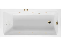 Акриловая ванна Excellent Aquaria Line Nano 140x70 см, встраиваемая, с гидромассажем, белая, с каркасом, со сливом-переливом, фурнитура золото