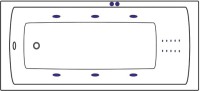 Акриловая ванна Excellent Aquaria Line Nano 140x70 см, встраиваемая, с гидромассажем, белая, с каркасом, со сливом-переливом, фурнитура золото