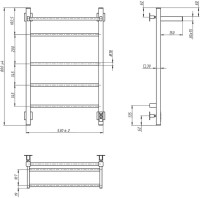 Полотенцесушитель электрический Grota Alto 530х800 NM EL 80x55 см, подключение справа, слева, скрытое подключение справа, матовый хром, лесенка, с полкой