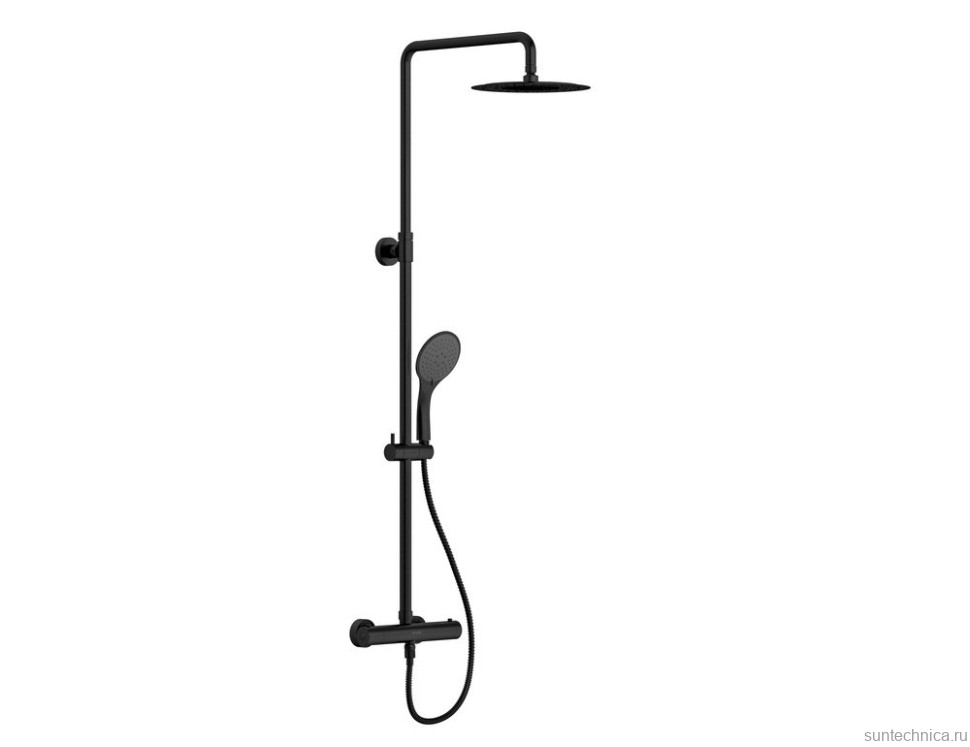 Душевая стойка Cersanit Браско (Brasko) Black 64527 с термостатом, матовая черная
