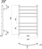 Полотенцесушитель водяной Domoterm Калипсо П8 50x80, хром