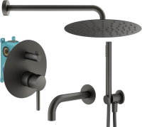 Душевой комплект Plumberia Selection Ixo KITXO19GR60 С ВНУТРЕННЕЙ ЧАСТЬЮ, графит матовый