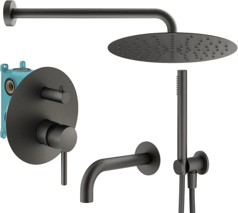 Душевой комплект Plumberia Selection Ixo KITXO19GR60 С ВНУТРЕННЕЙ ЧАСТЬЮ, графит матовый