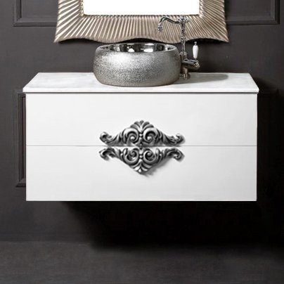 Тумба с раковиной Armadi Art NeoArt 100 белая с ручками серебро