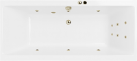 Акриловая ванна Excellent Pryzmat Line 200x90 см, встраиваемая, с гидромассажем, белая, с каркасом, со сливом-переливом, фурнитура бронза