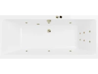 Акриловая ванна Excellent Pryzmat Line 200x90 см, встраиваемая, с гидромассажем, белая, с каркасом, со сливом-переливом, фурнитура бронза