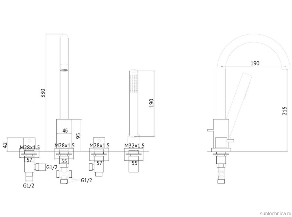 Смеситель на борт ванны Abber Wasser Kreis AF8113NG никель