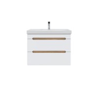 Тумба с раковиной SanStar Diva 80 подвесная, матовая белая, дуб вотан, раковина Moduo 80