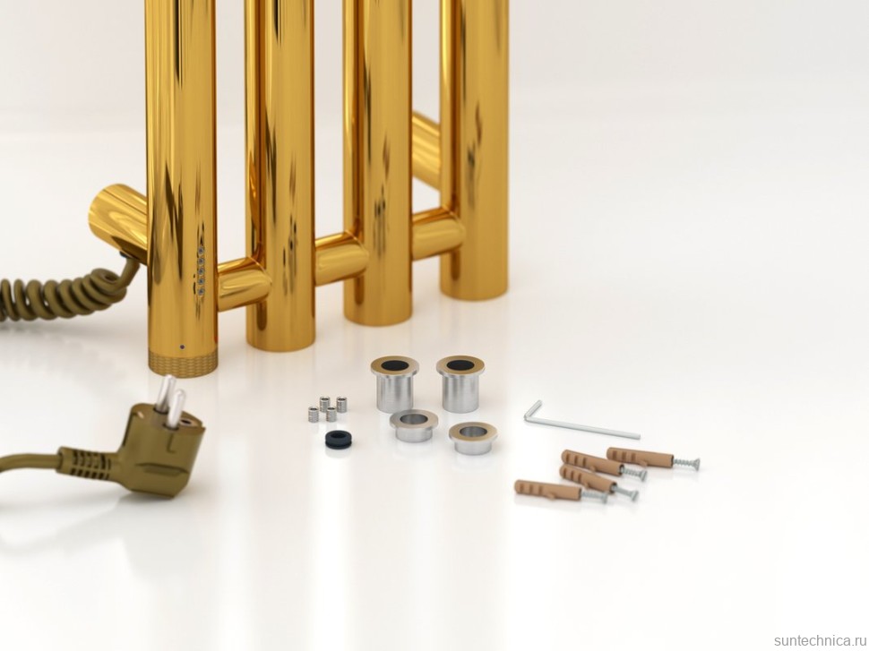 Полотенцесушитель электрический Сунержа Кантата 4.0 03-0886-1559 150x20 см, подключение слева, скрытое подключение слева, золото, I-образный