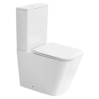 Унитаз-компакт напольный Abber Rechteck AC1210TMW безободковый, с микролифтом, белый матовый
