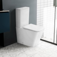 Унитаз-компакт напольный Abber Rechteck AC1210TMW безободковый, с микролифтом, белый матовый