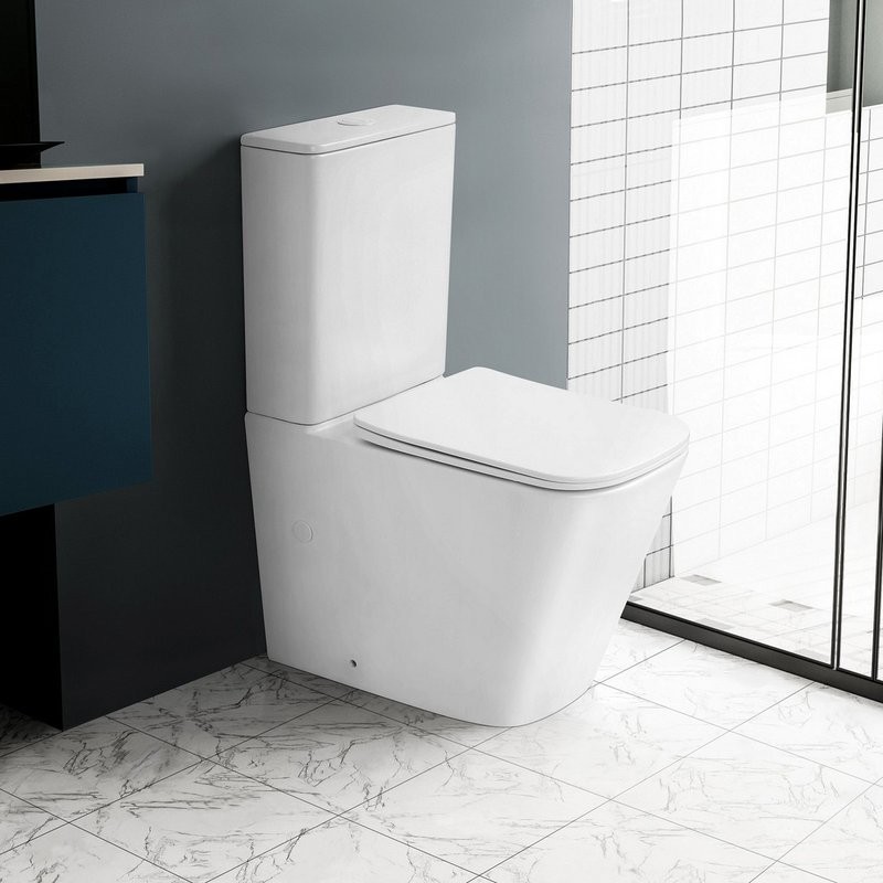 Унитаз-компакт напольный Abber Rechteck AC1210TMW безободковый, с микролифтом, белый матовый