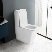 Унитаз-компакт напольный Abber Rechteck AC1210TMW безободковый, с микролифтом, белый матовый