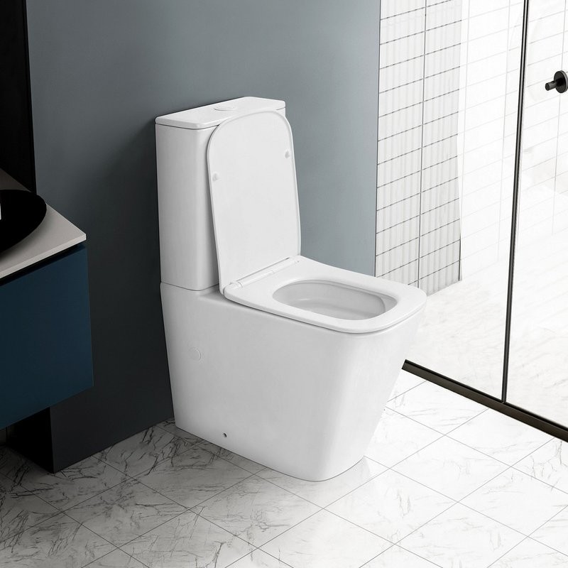 Унитаз-компакт напольный Abber Rechteck AC1210TMW безободковый, с микролифтом, белый матовый