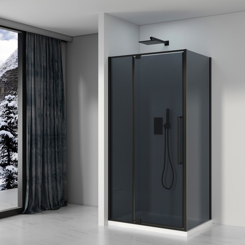 Душевой уголок Black&White Stellar Wind S812 BG 100х100, профиль черный, стекло тонированное