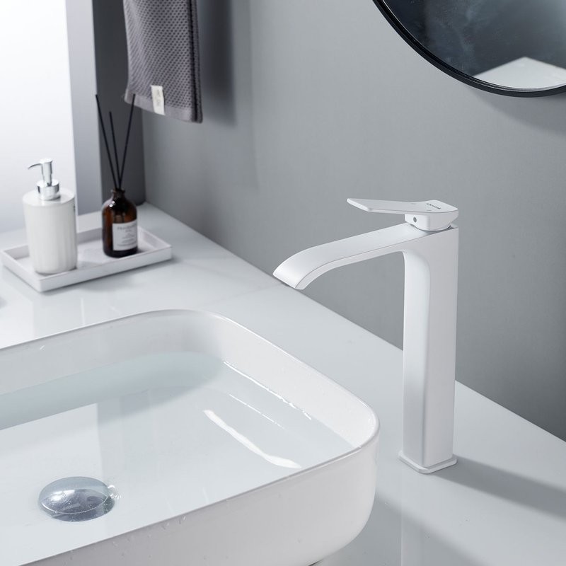 Смеситель для раковины/умывальника высокий Shevanik S4011C, белый