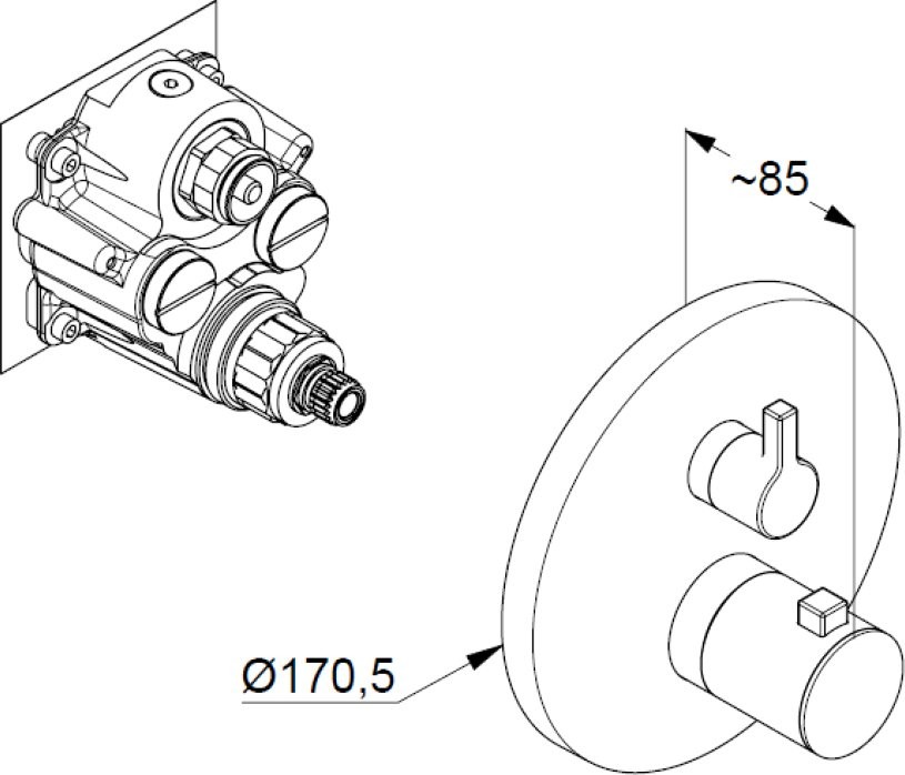 Термостатический смеситель встраиваемый Kludi Nova Fonte 208303915 для ванны с душем, черный