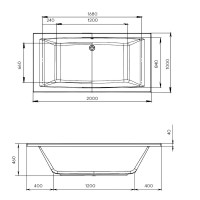 Акриловая ванна 1MarKa Aelita MG Премиум 200x100 см, пристенная, белая, с каркасом, с экраном, со сливом-переливом