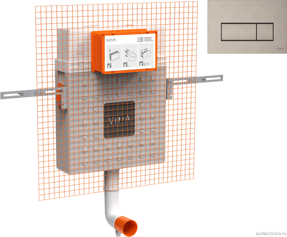 Смывной бачок скрытого монтажа VitrA V12 762-1740-01 + Кнопка смыва VitrA Root Square 740-2395 никель